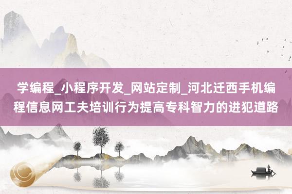 学编程_小程序开发_网站定制_河北迁西手机编程信息网工夫培训行为提高专科智力的进犯道路